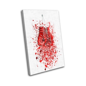 Boxing Gloves Splash Red Sports SINGLE  Canvas Art Print Box Framed Picture Wall Hanging
