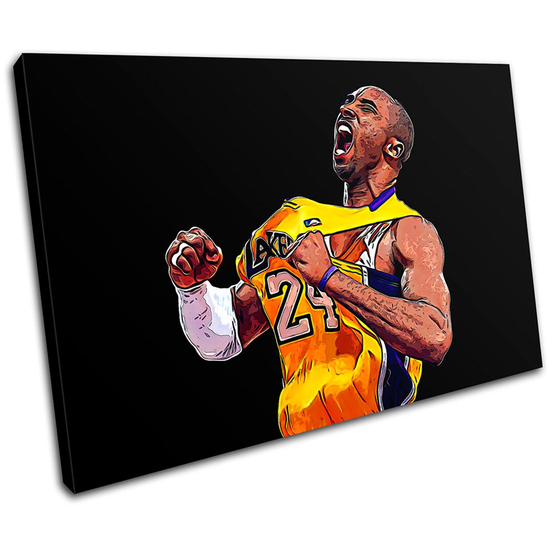 Kobe Bryant 24 Pop Art Comic Sports SINGLE Canvas Art Print Box