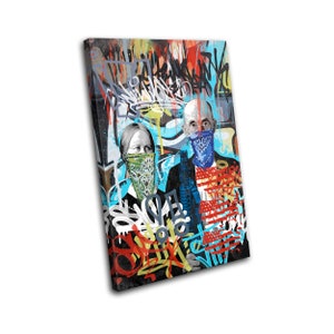 American Gothic Urban Graffiti SINGLE  Canvas Art Print Box Framed Picture Wall Hanging