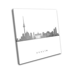 Berlin Skyline Geometric Modern City SINGLE  Canvas Art Print Box Framed Picture Wall Hanging