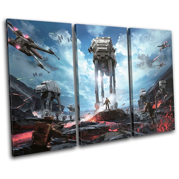 Star Wars Poster Battlefront AT-AT X-wing Gaming Canvas Art Print