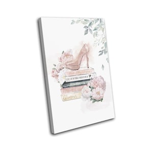 Floral Heels Paint Books Fashion SINGLE  Canvas Art Print Box Framed Picture Wall Hanging