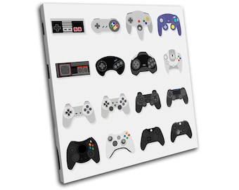 Retro Gaming Controler For Kids Room SINGLE  Canvas Art Print Box Framed Picture Wall Hanging