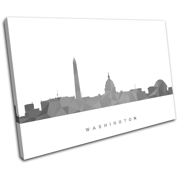 Washington Skyline Geometric City SINGLE  Canvas Art Print Box Framed Picture Wall Hanging