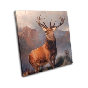 Vintage Deer Stag Monarch Of The Glen Animals SINGLE  Canvas Art Print Box Framed Picture Wall Hanging