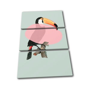 Toucan Retro Tropical Pastel Animals TREBLE  Canvas Art Print Box Framed Picture Wall Hanging