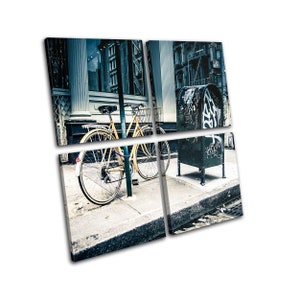 New York Street Bicycle Graffiti Urban MULTI  Canvas Art Print Box Framed Picture Wall Hanging