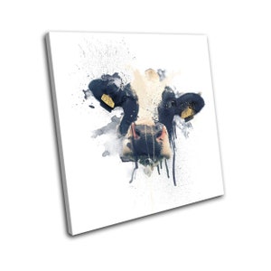 Cow Farm Grunge Paint Style Abstract Animals Canvas Art Print Box Framed Picture Wall Hanging