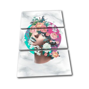 Floral Salon Make Up Abstract Fashion TREBLE  Canvas Art Print Box Framed Picture Wall Hanging