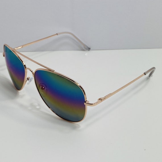 Women's Bliss Classic Aviator Rainbow Lens Sunglasses - Silver - Walmart.com