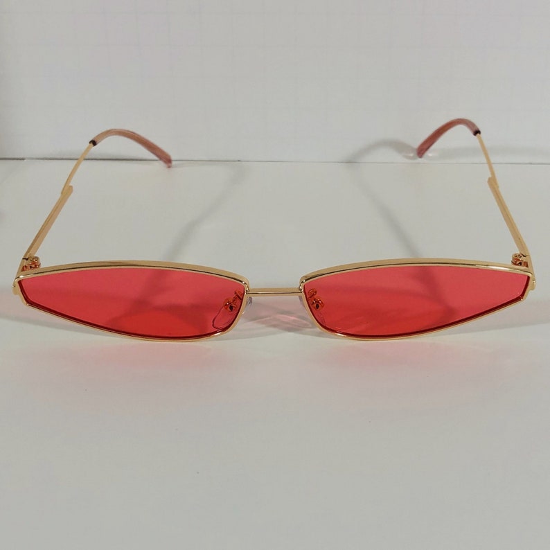 Skinny Frame Sunglasses with Color Tinted Lenses