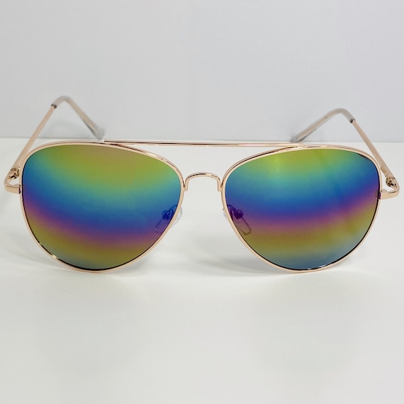 Rainbow mirrored aviator sunglasses new arrivals