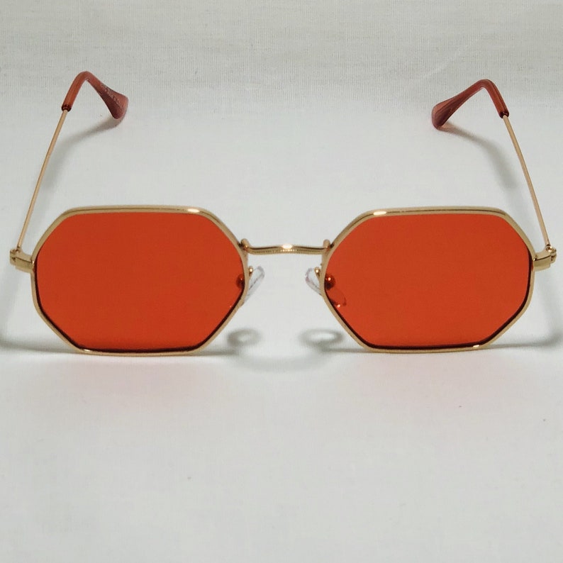red hexagon sunglasses