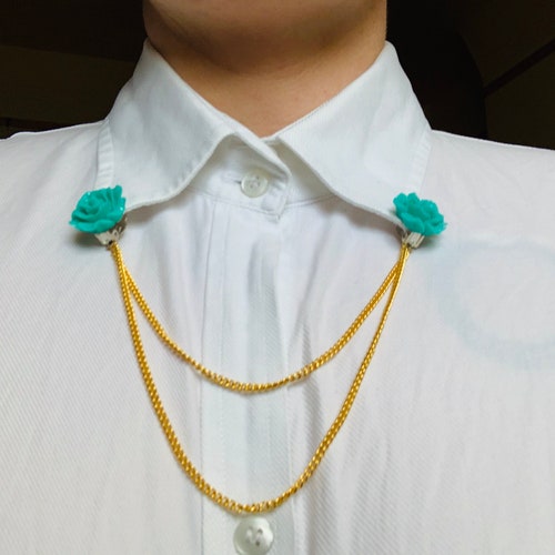 Collar Clips Flower Tipped Collar Chain Etsy