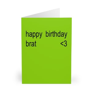 Cartão de feliz aniversário pirralho | Cartão de comemoração de aniversário verde pirralho Charli XCX