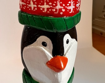 Percy the Penguin - hand carved, hand painted - unique one off item
