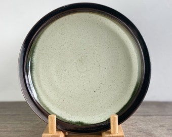 Black and pale green dinner plate, Wood-fired plate