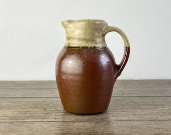 Green and brown cream jug, Wood-fired milk jug