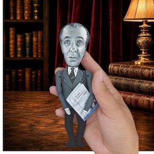 Figurine artisanale de Jorge Luis Borges, écrivain et philosophe | Décoration Littérature mondiale