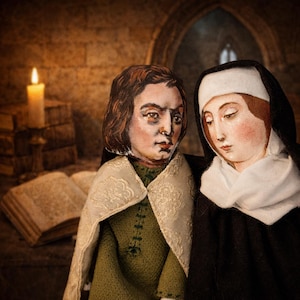 Abelard and Heloise Figurines – Medieval Lovers Set – Philosopher and Scholar Dolls, Historical Romance Gift