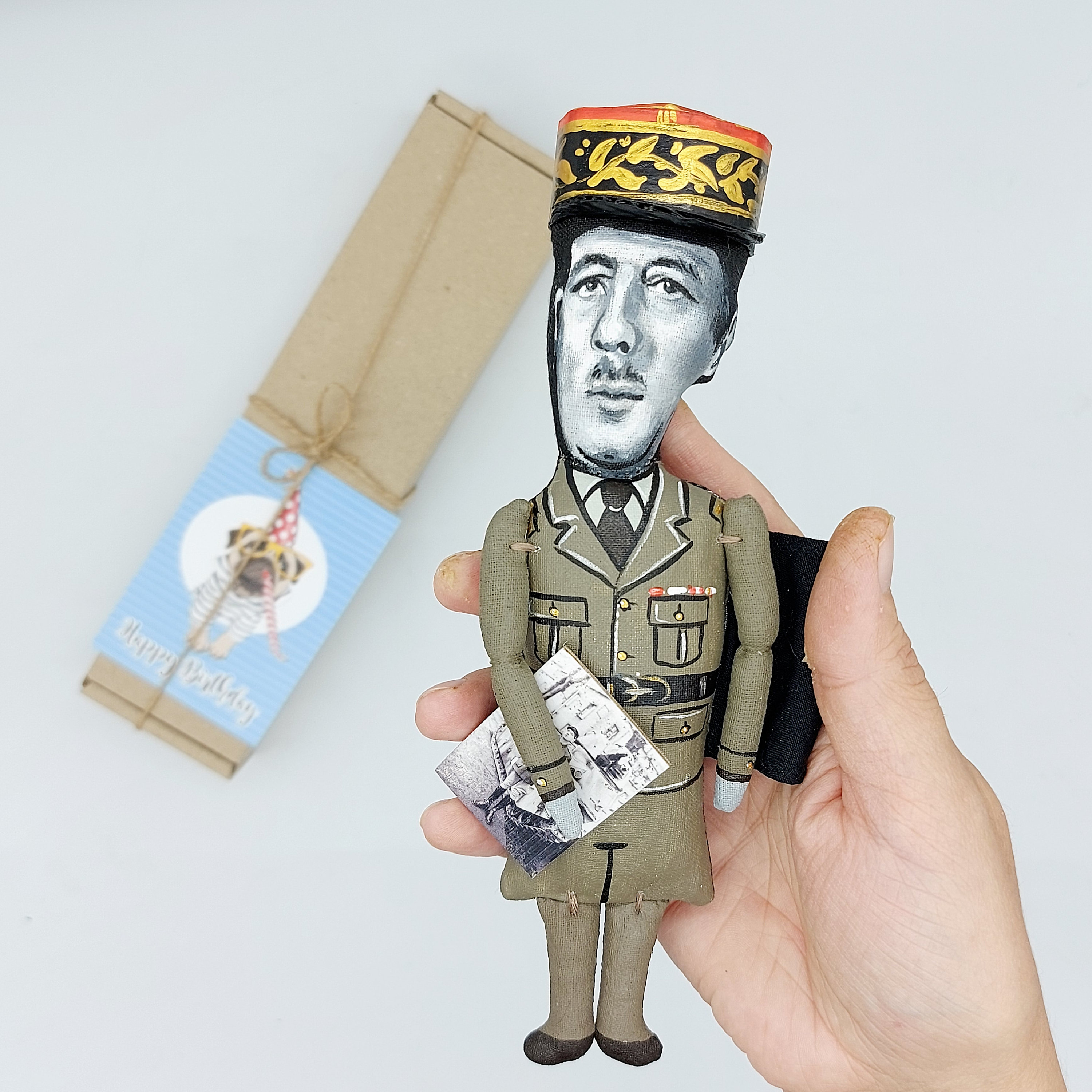 Handmade Charles de Gaulle figurine: French Military Officer Gift
