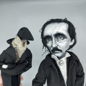 Edgar Allan Poe doll + Crow doll - MADE TO ORDER