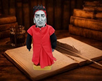 Dante Alighieri Collectible Doll with Miniature Book, History Teacher Gift