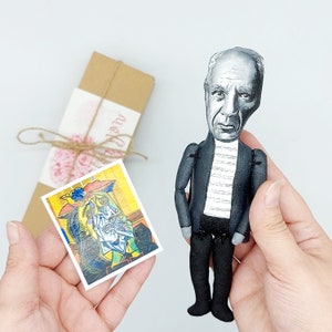 Pablo Picasso figurine, Spanish painter, sculptor - Art teacher gift - Gallery wall set Modern Gift Idea - Collectible handmade doll