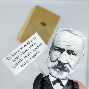 Victor Hugo Handmade Figurine: Literary Gift on Wooden Pedestal
