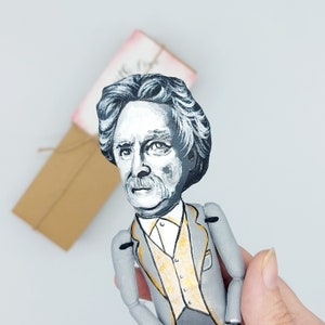Mark Twain American writer, humorist - Literature gift - Collectible doll hand painted + miniature book