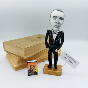 Mikhail Bulgakov author - The Master and Margarita - Literary Gift for Reader - Collectible doll + miniature books
