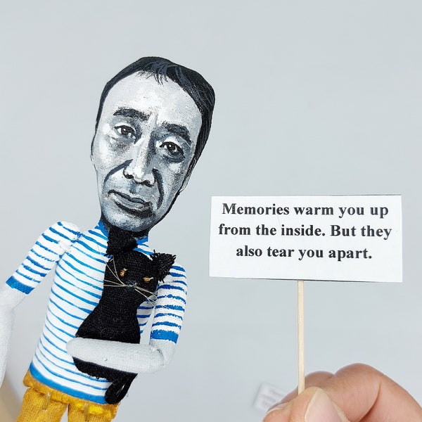 Haruki Murakami figure, Japanese author - Book lover gift, Literary Gift for Readers & Writers - Collectible doll