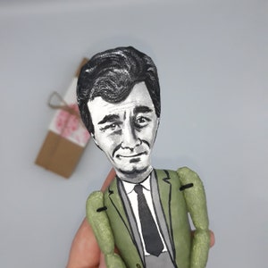 Frank Columbo detective, Retro movie 90's - Classic TV Shows fans gift - Collectible doll hand painted