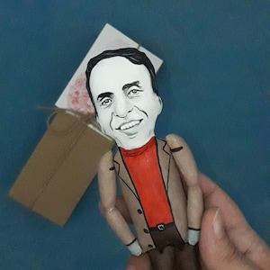Carl Sagan American astronomer, planetary scientist, cosmologist, astrophysicist - Collectible doll hand painted + Miniature Book
