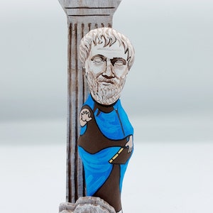 Aristotle Greek philosopher - Philosophy Gift - Gift for Philosopher - Collectible handmade figurine + wooden column + quote