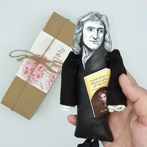 Isaac Newton English mathematician, physicist, astronomer, theologian, philosopher - Science Gift - Collectible doll hand painted + book