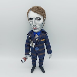 Hannibal Lecter - Mad Mikkelsen doll - Horror movie fan gift! Creepy killer doll, Halloween art