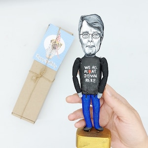 Handmade Stephen King Figurine: Horror Author Gift, Bookshelf Decor