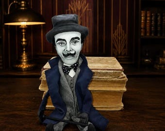 Detective Handmade Textile Doll, Mystery Reader Gift, Library Decor
