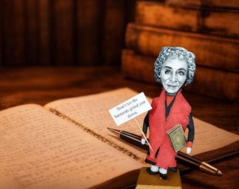 Handmade Margaret Atwood Figurine – Literary Writer Doll – Feminist Author Gift for Book Lovers