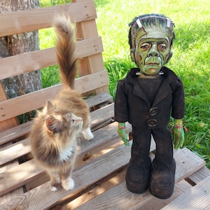 Frankenstein doll ( 19 inch ) - Horror retro movie doll, creepy Halloween decor