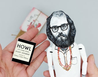 Allen Ginsberg American poet, writer, novelist - multiculturalism - Novelist gift - Literature gift - hippie doll - Collectible figurine