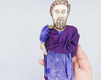 Marcus Aurelius Roman emperor, Stoic philosopher - collectible miniature handmade doll - MADE TO ORDER