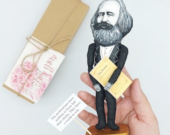 Karl Marx figurine: Collectible Philosopher Gift with Miniature Book