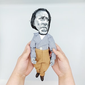 Charles Bukowski American poet, novelist, short story writer doll - Books lover gift - Collectible doll