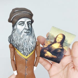 Leonardo da Vinci Italian artist author Mona Lisa, inventor - Art teacher gift - Collectible doll