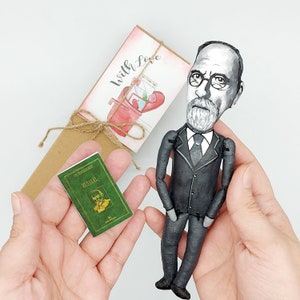 Edmund Husserl German philosopher Phenomenology Philosophy - Philosopher gift, library artwork - Collectible doll + miniature book
