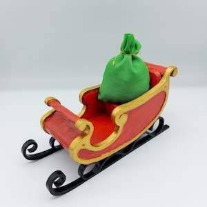 Miniature wooden handmade sleigh, hand painted
