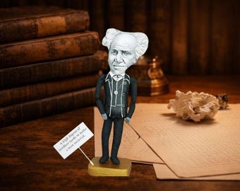 Schopenhauer Figurine: German Philosopher Gift, Miniature Book