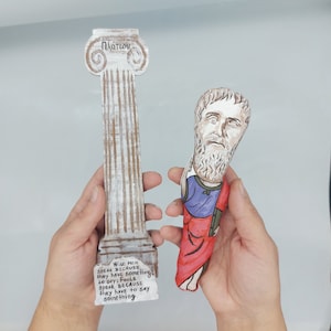 Plato Greek philosopher, ancient Greek - Gift for Philosopher - Collectible handmade figurine + wooden column + quote